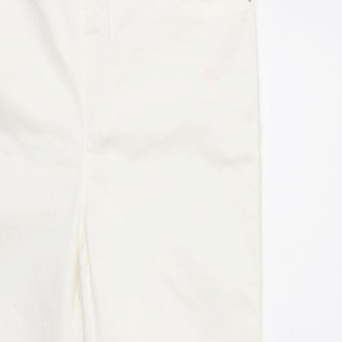 Dorothy Perkins Womens White  Cotton Flared Jeans Size 14 L29 in Regular