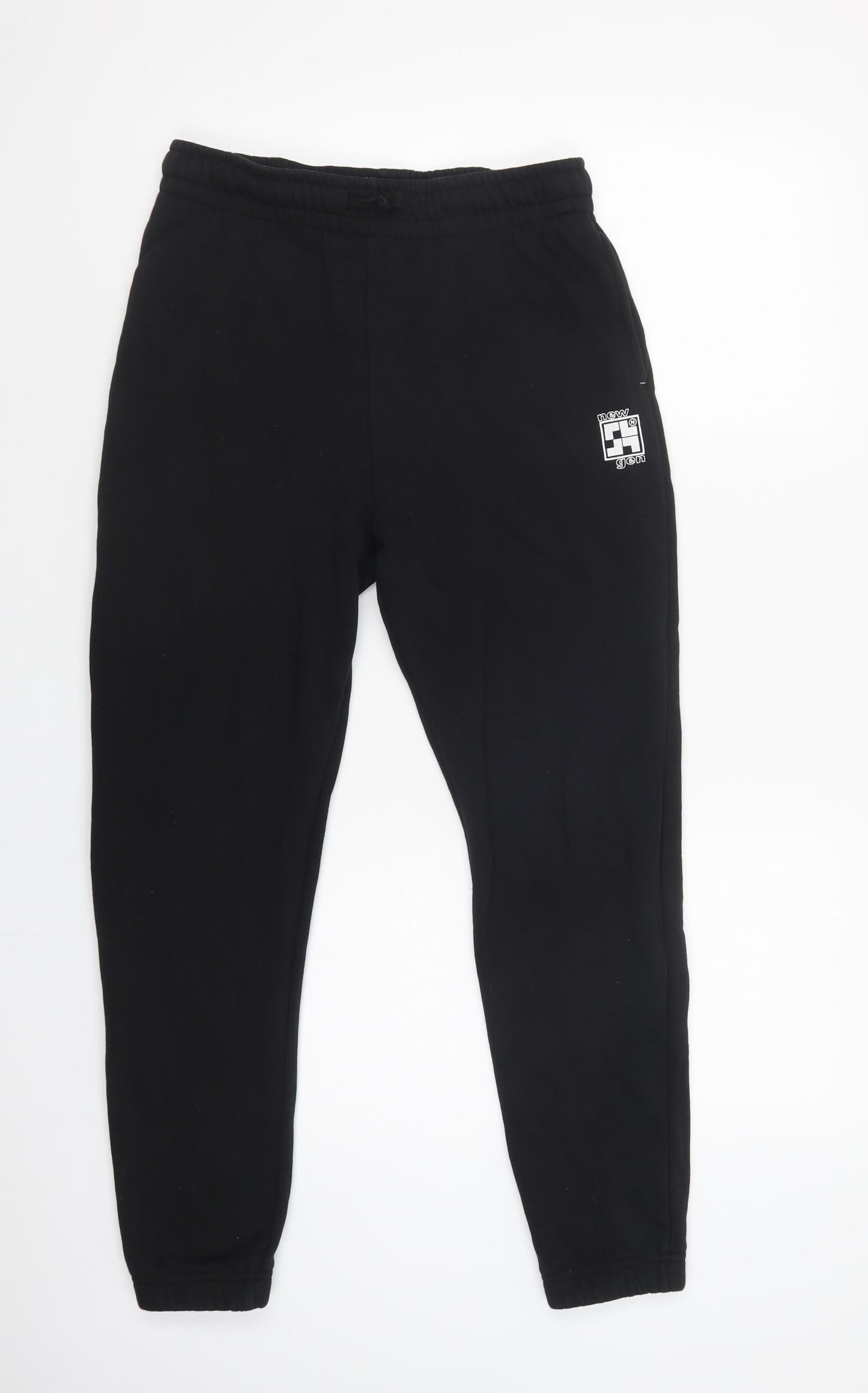 F&F Boys Black  Cotton Jogger Trousers Size 13-14 Years  Regular Drawstring