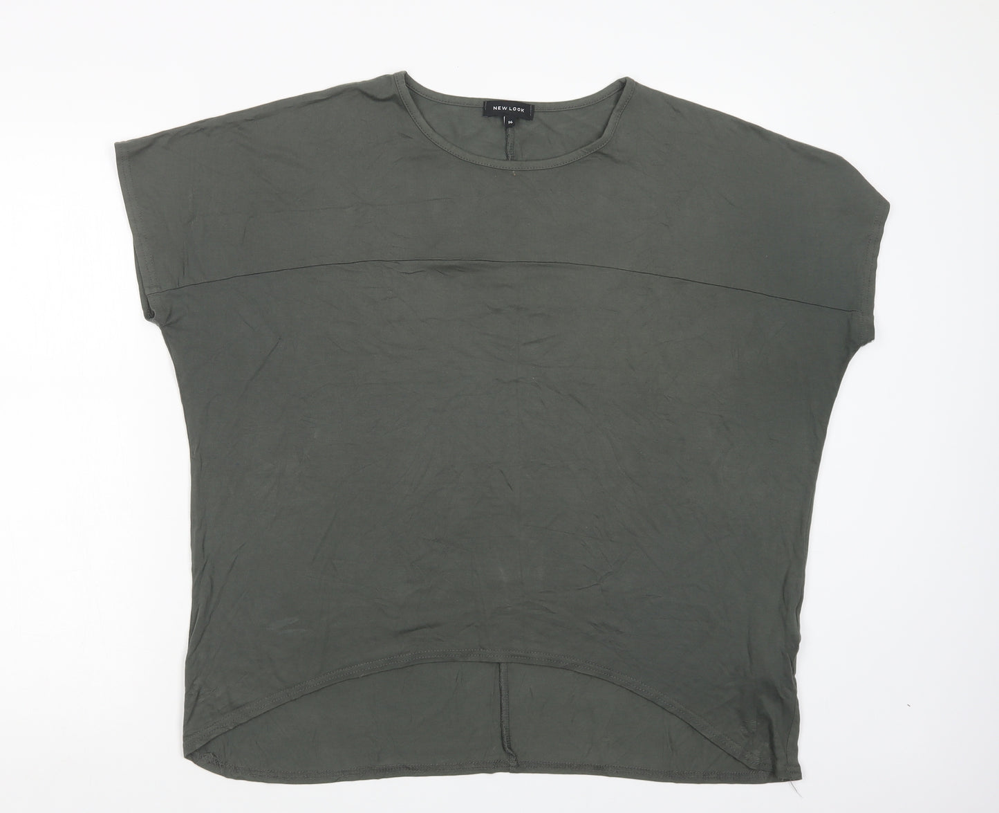 New Look Womens Green  Viscose Basic T-Shirt Size 14 Crew Neck