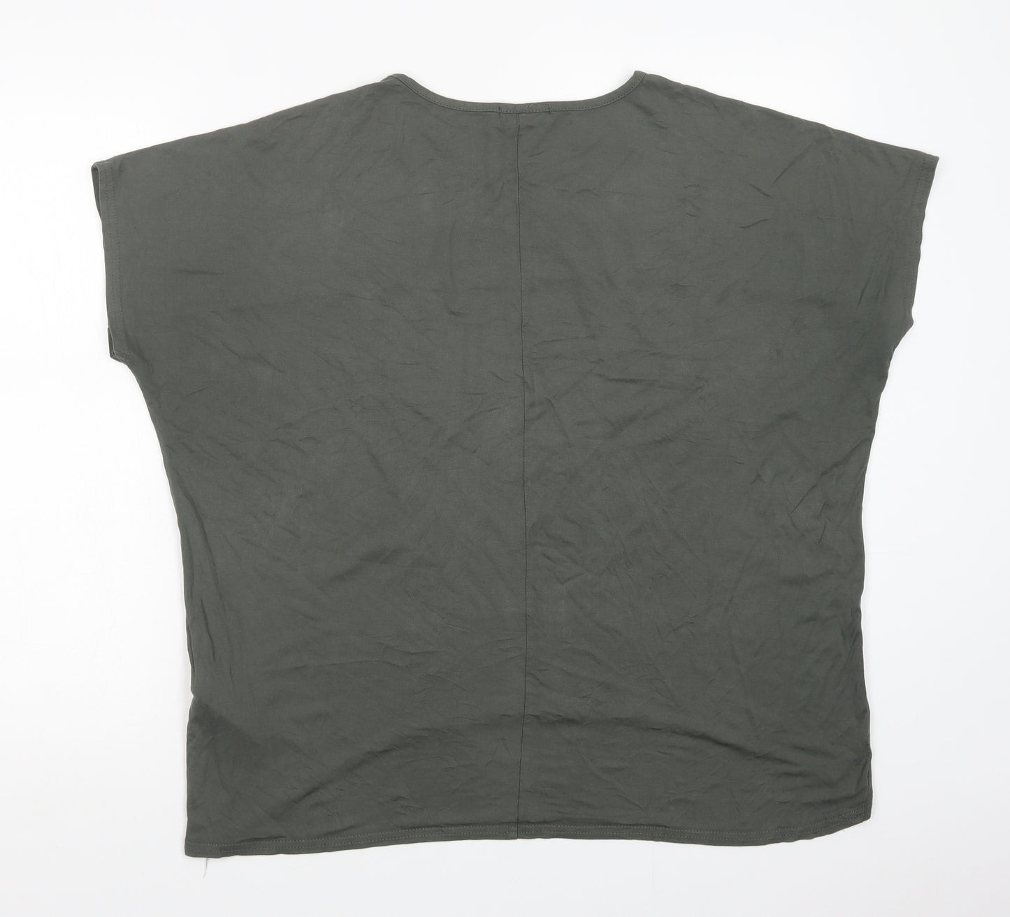 New Look Womens Green  Viscose Basic T-Shirt Size 14 Crew Neck