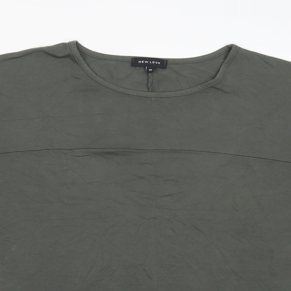 New Look Womens Green  Viscose Basic T-Shirt Size 14 Crew Neck