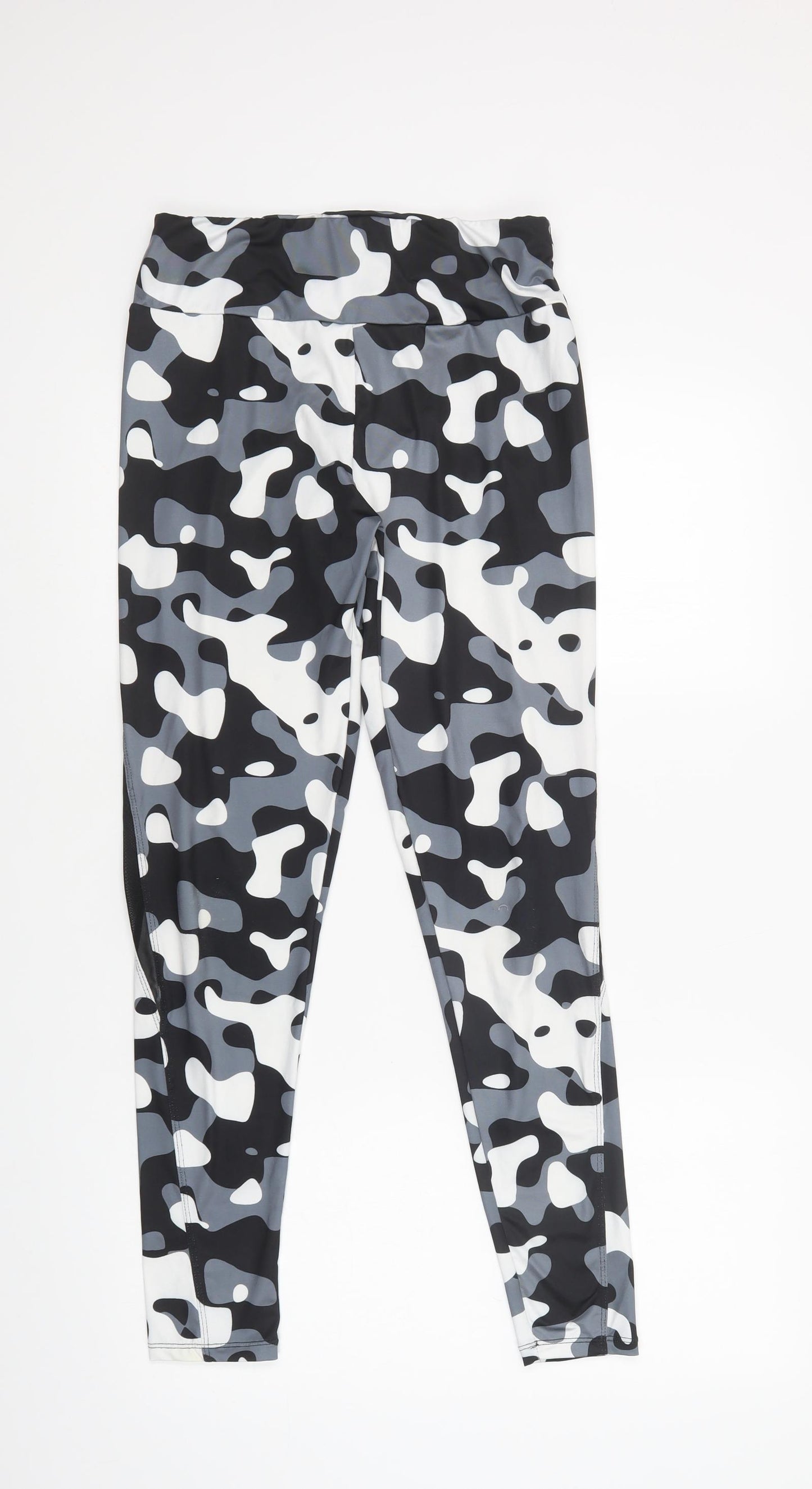 Boohoo Womens Grey Camouflage Polyester Compression Leggings Size 12 L29 in Regular
