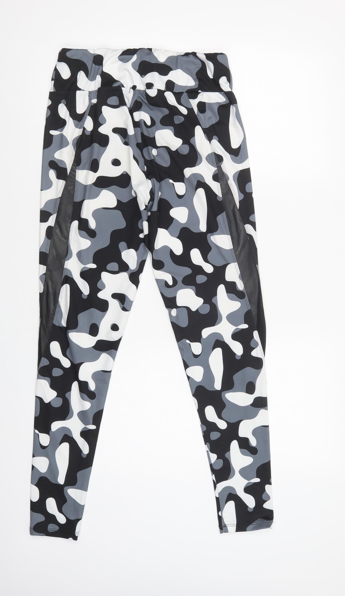 Boohoo Womens Grey Camouflage Polyester Compression Leggings Size 12 L29 in Regular