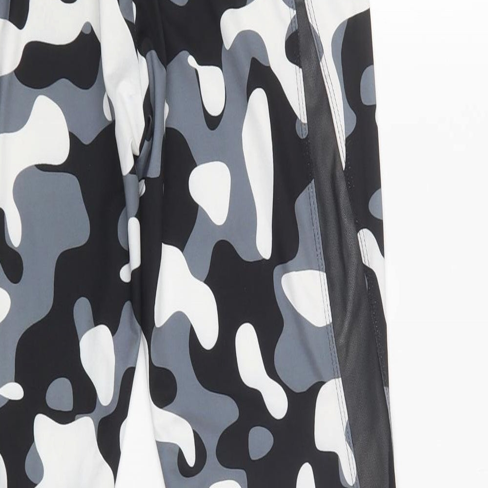 Boohoo Womens Grey Camouflage Polyester Compression Leggings Size 12 L29 in Regular