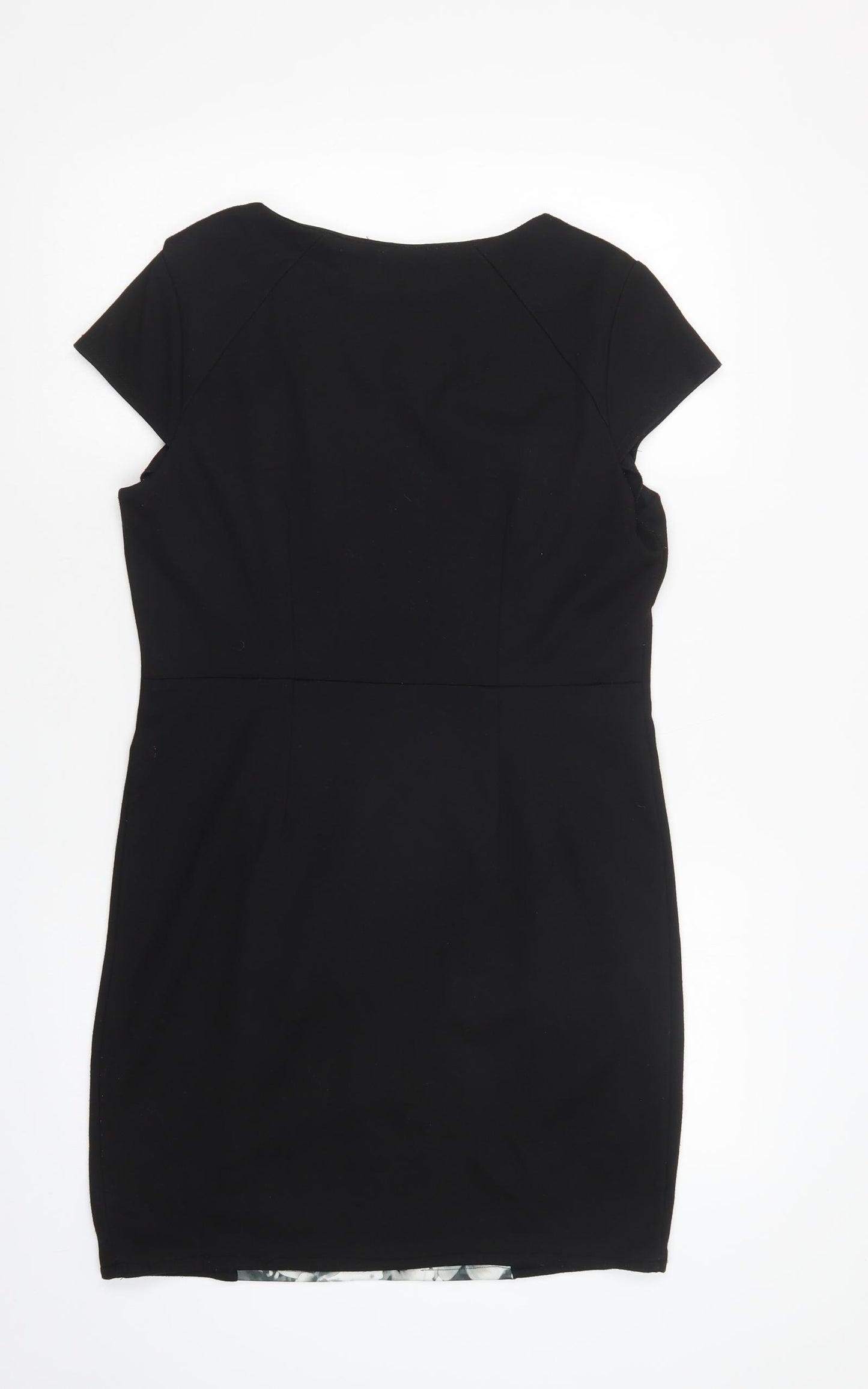 George Womens Black Floral Cotton Pencil Dress  Size 14  Crew Neck Pullover