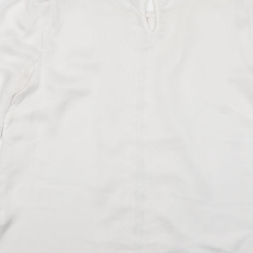 Unika Womens White  Polyester Basic Blouse Size M Round Neck - Lace Detail