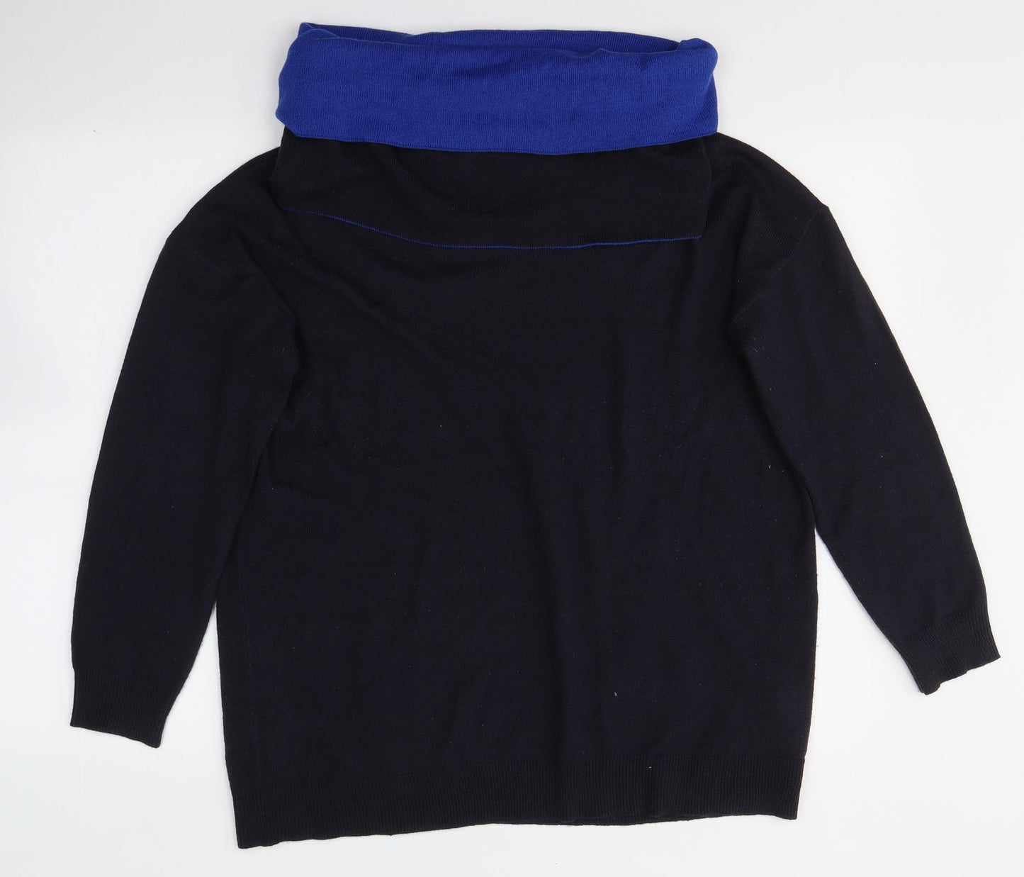 M&Co Womens Blue  Acrylic Jersey Blouse Size 14 Roll Neck