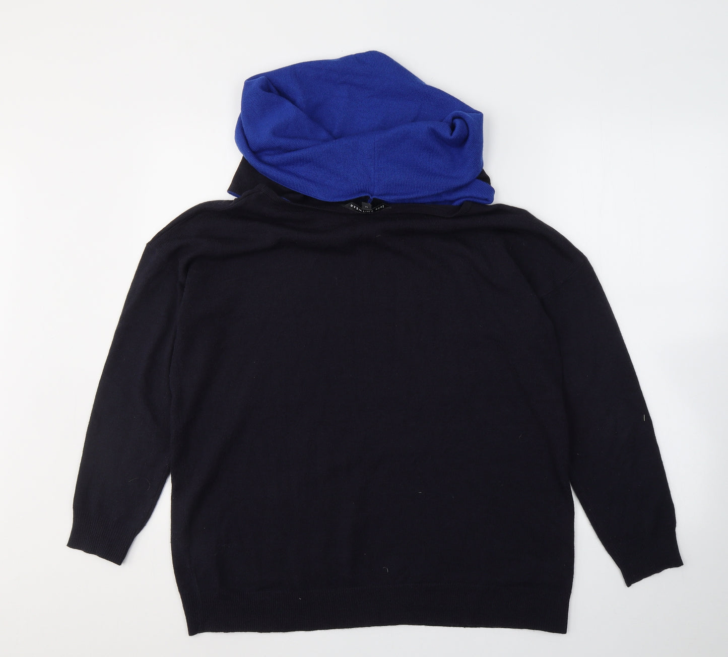 M&Co Womens Blue  Acrylic Jersey Blouse Size 14 Roll Neck