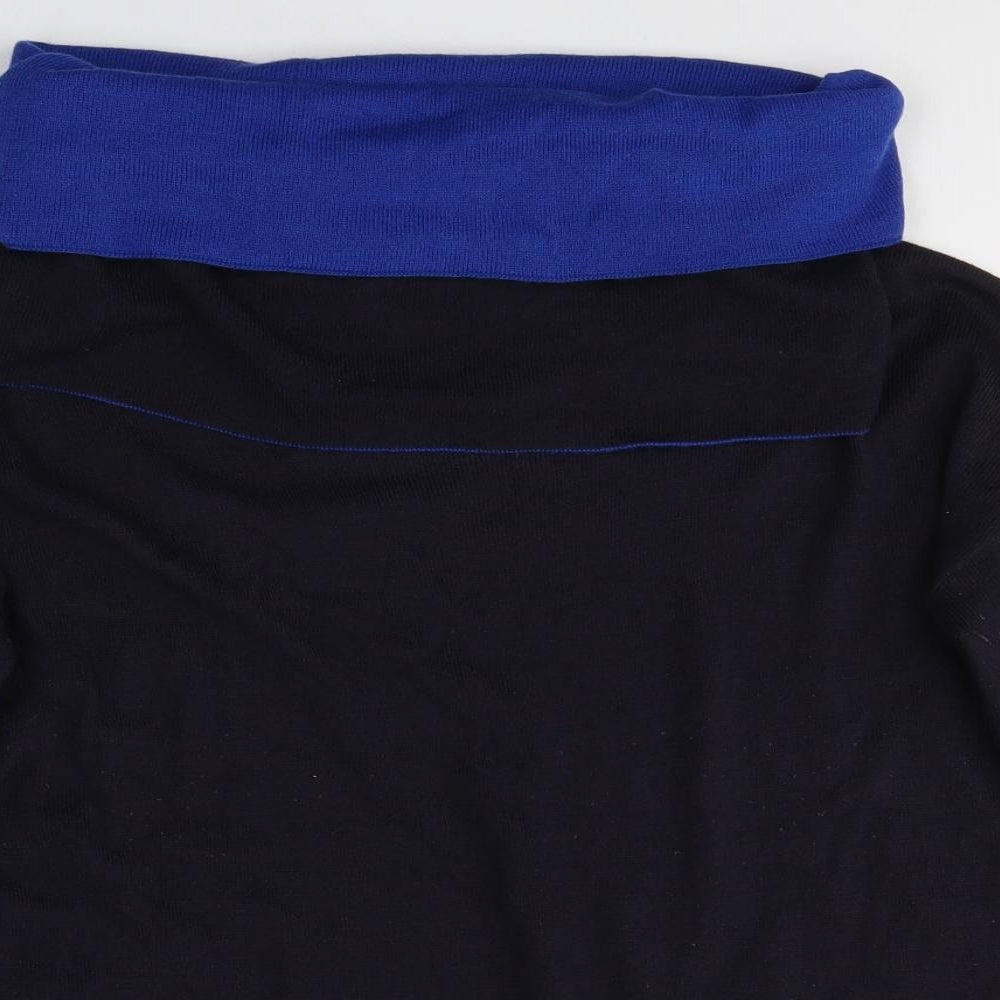 M&Co Womens Blue  Acrylic Jersey Blouse Size 14 Roll Neck