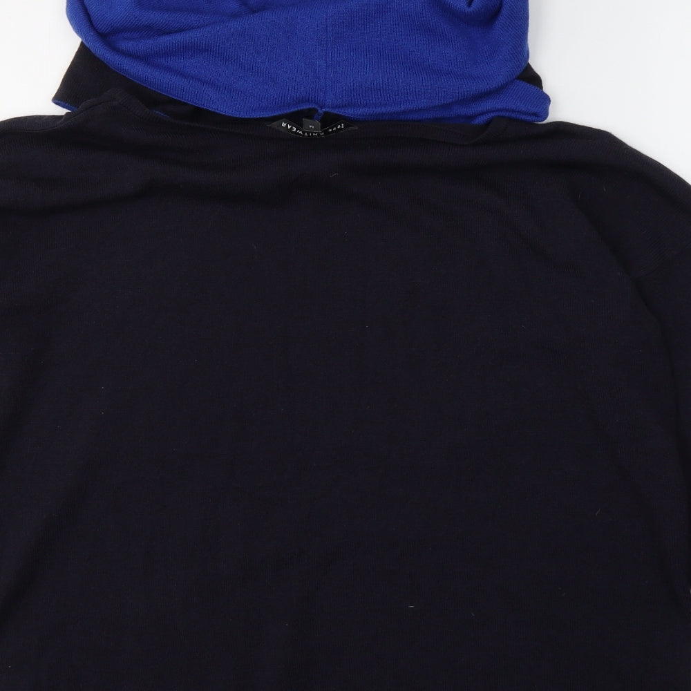 M&Co Womens Blue  Acrylic Jersey Blouse Size 14 Roll Neck