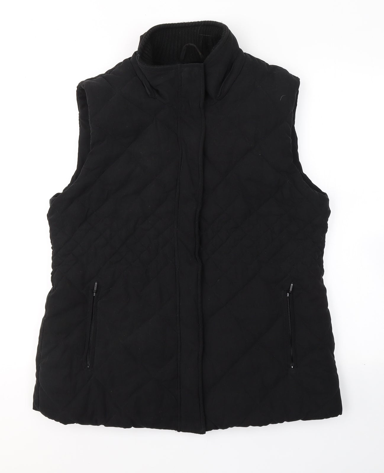 John Lewis Womens Black   Gilet Coat Size 16  Zip