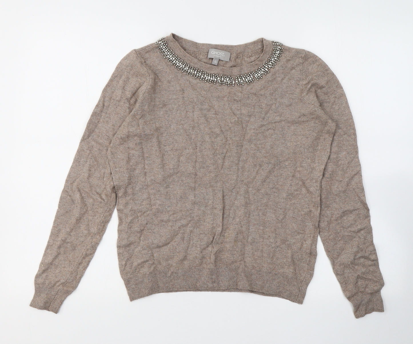 Ghost Womens Brown  Viscose Basic Blouse Size XL Round Neck