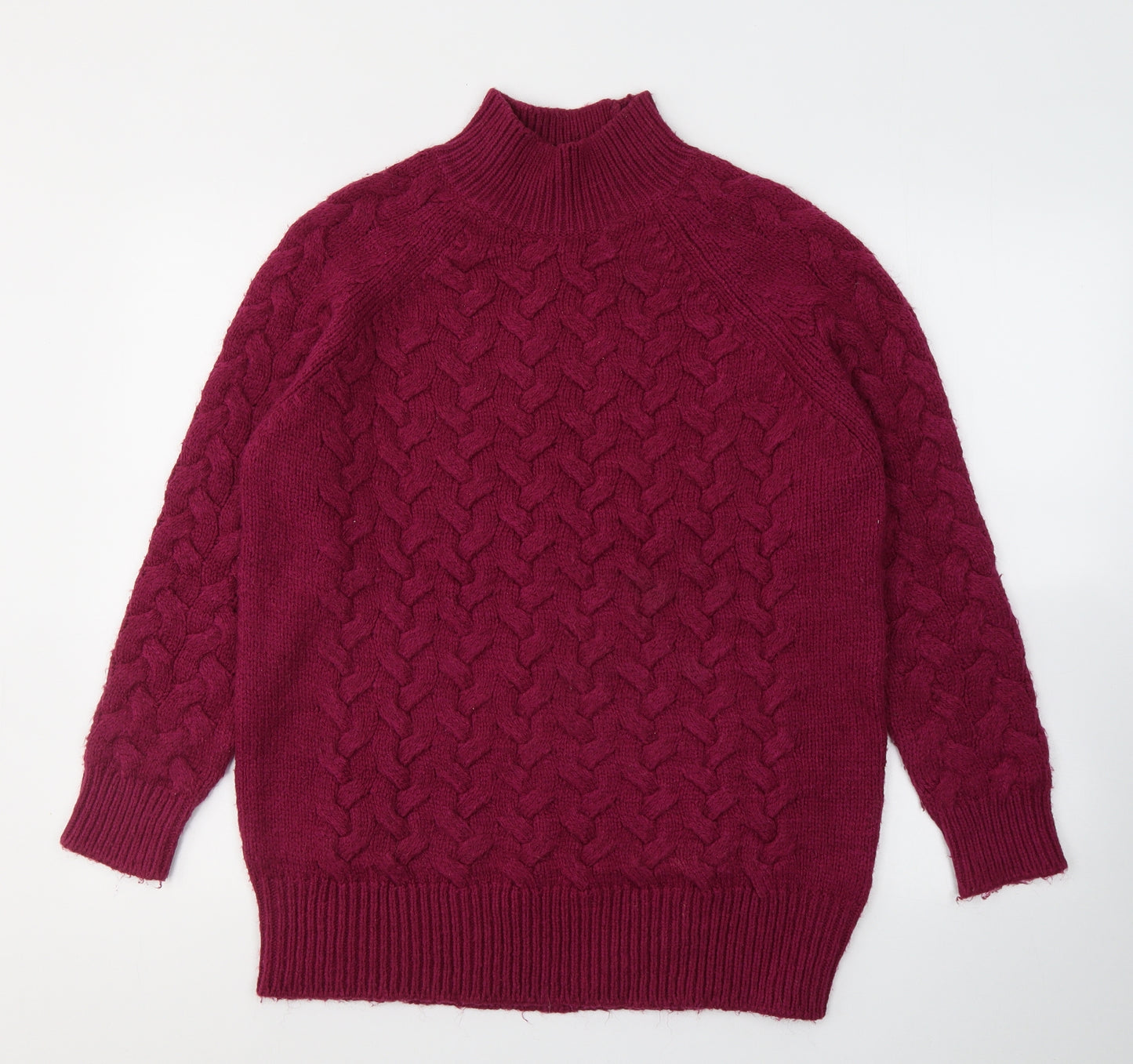 Marks and Spencer Womens Pink High Neck  Acrylic Pullover Jumper Size M