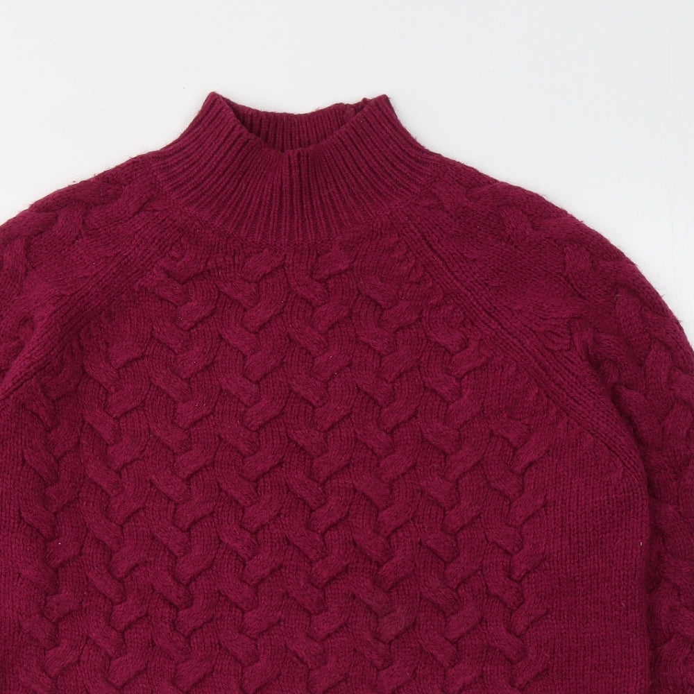 Marks and Spencer Womens Pink High Neck  Acrylic Pullover Jumper Size M