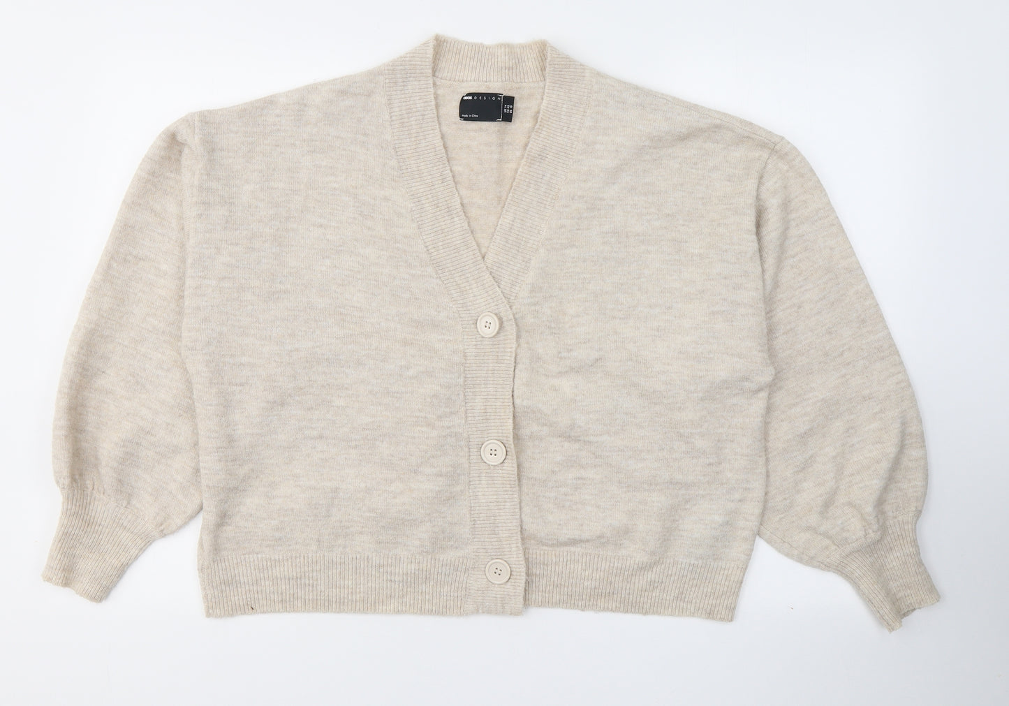 ASOS Womens Beige V-Neck  Polyester Cardigan Jumper Size 14