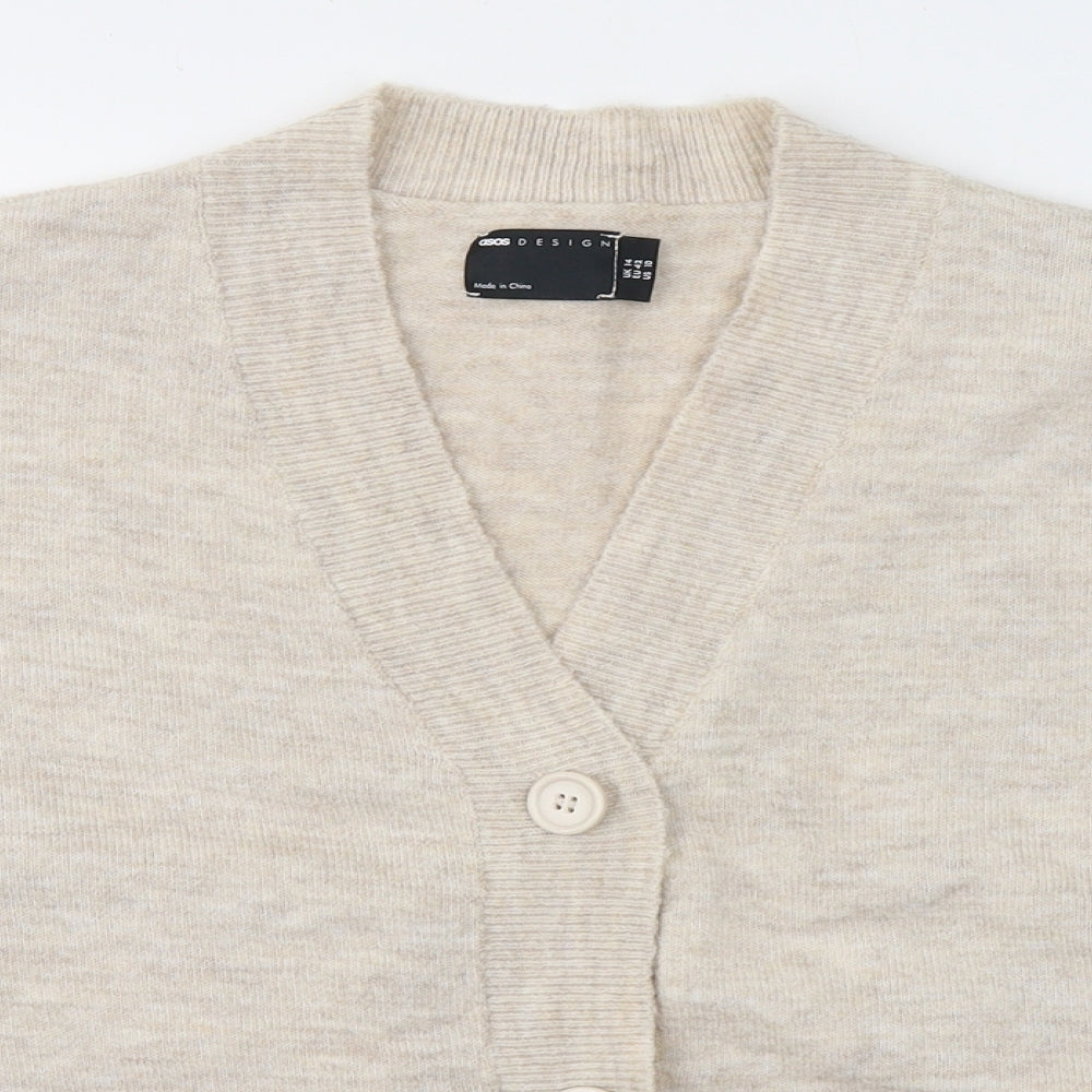 ASOS Womens Beige V-Neck  Polyester Cardigan Jumper Size 14
