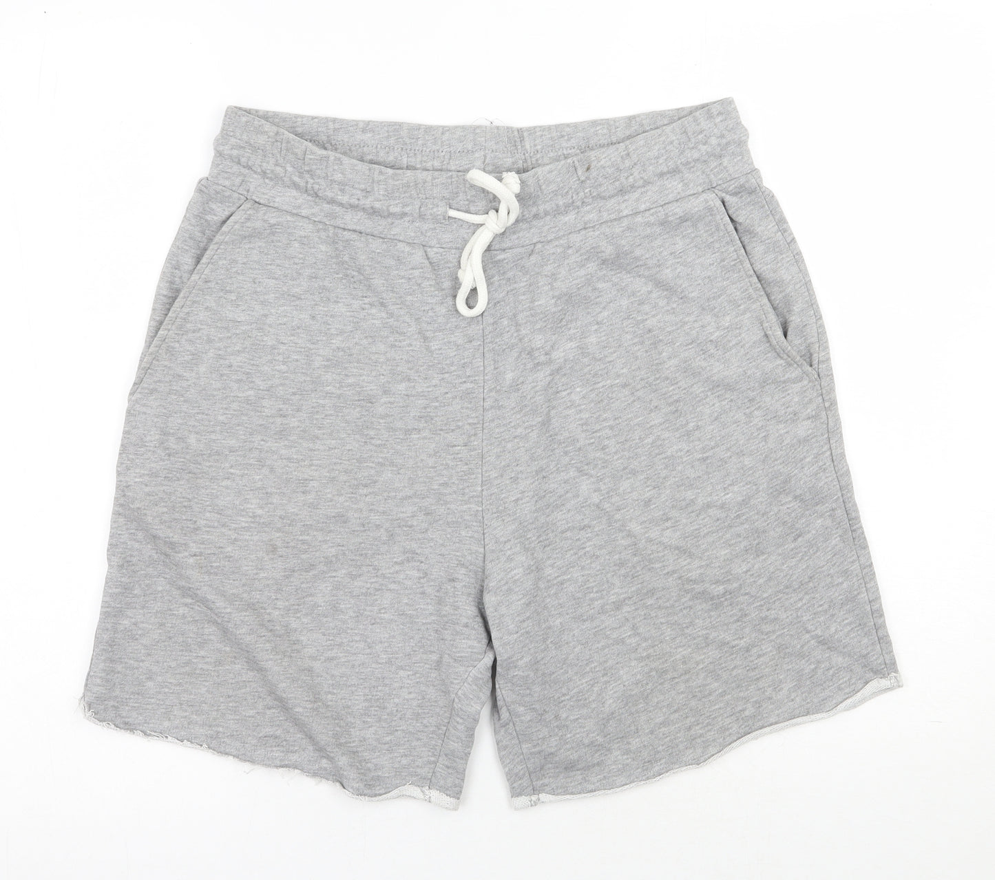 H&M Mens Grey  Cotton Sweat Shorts Size M L6 in Regular Drawstring