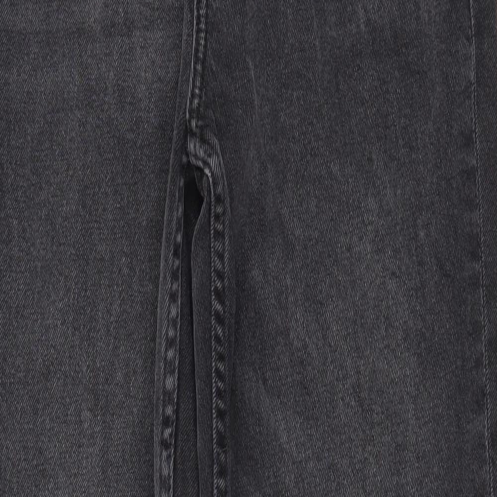 H&M Womens Black  Cotton Bootcut Jeans Size 10 L31 in Slim Zip