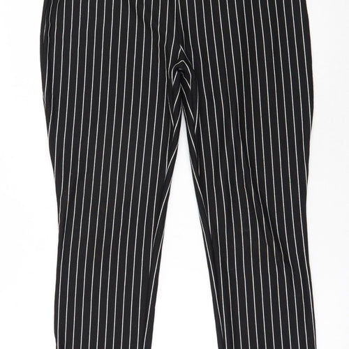 Zara Womens Black Striped Polyester Trousers  Size XL L27 in Regular