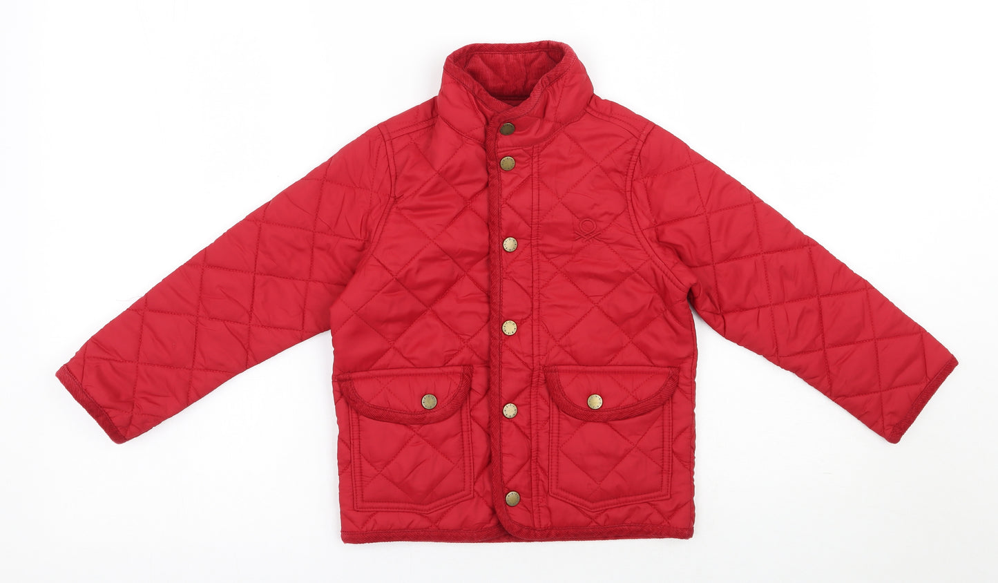 United Colors of Benetton Girls Red   Quilted Jacket Size 3-4 Years  Snap