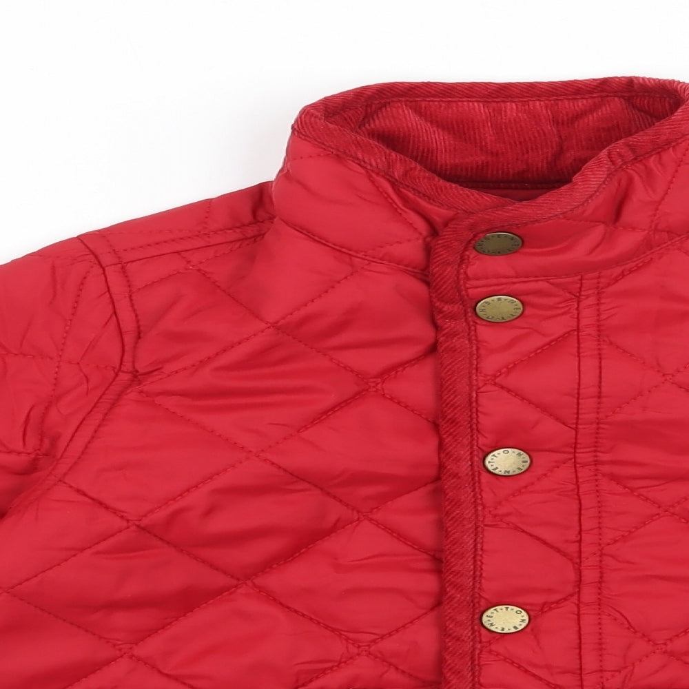 United Colors of Benetton Girls Red   Quilted Jacket Size 3-4 Years  Snap