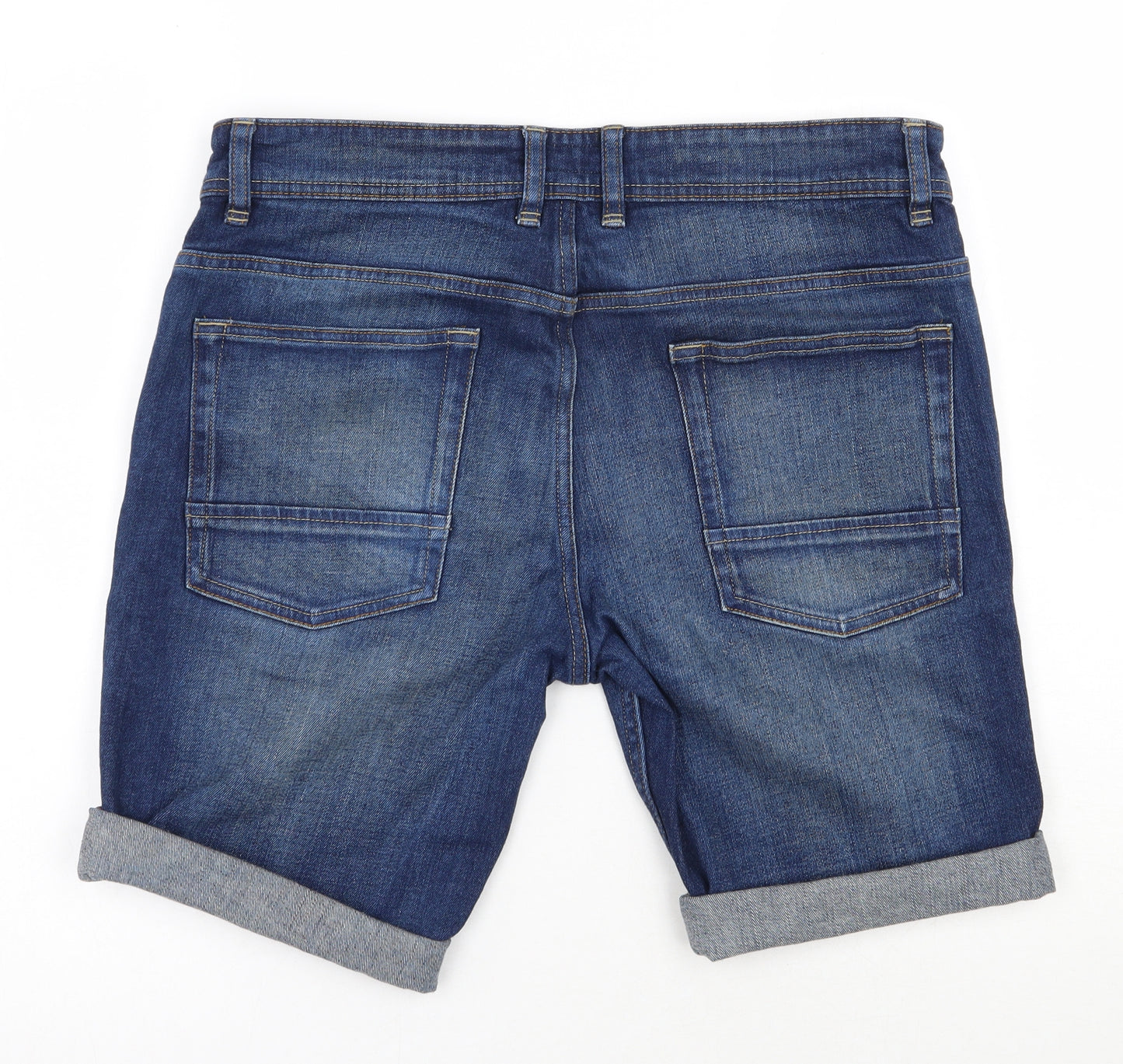NEXT Mens Blue  Cotton Chino Shorts Size 32 in L9 in Regular Button