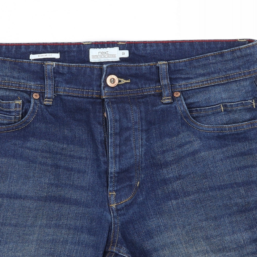 NEXT Mens Blue  Cotton Chino Shorts Size 32 in L9 in Regular Button
