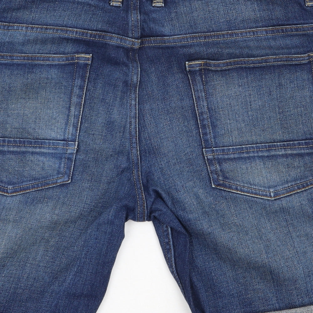 NEXT Mens Blue  Cotton Chino Shorts Size 32 in L9 in Regular Button