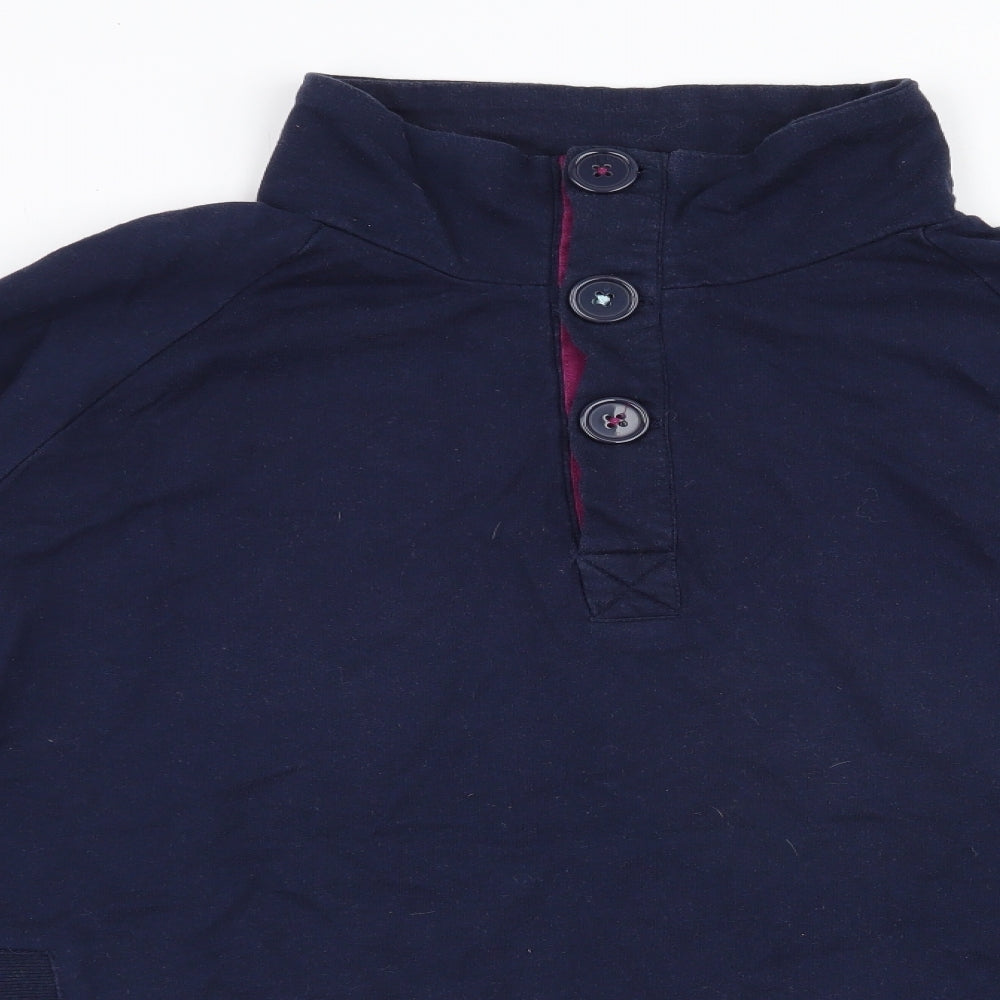 Mystify Womens Blue  100% Cotton Pullover Sweatshirt Size XL  Button