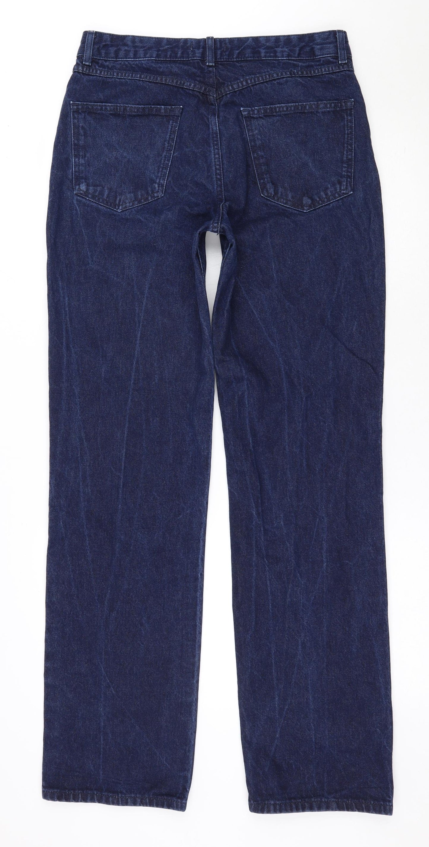 Zara Womens Blue  Cotton Straight Jeans Size 10 L33 in Regular Zip