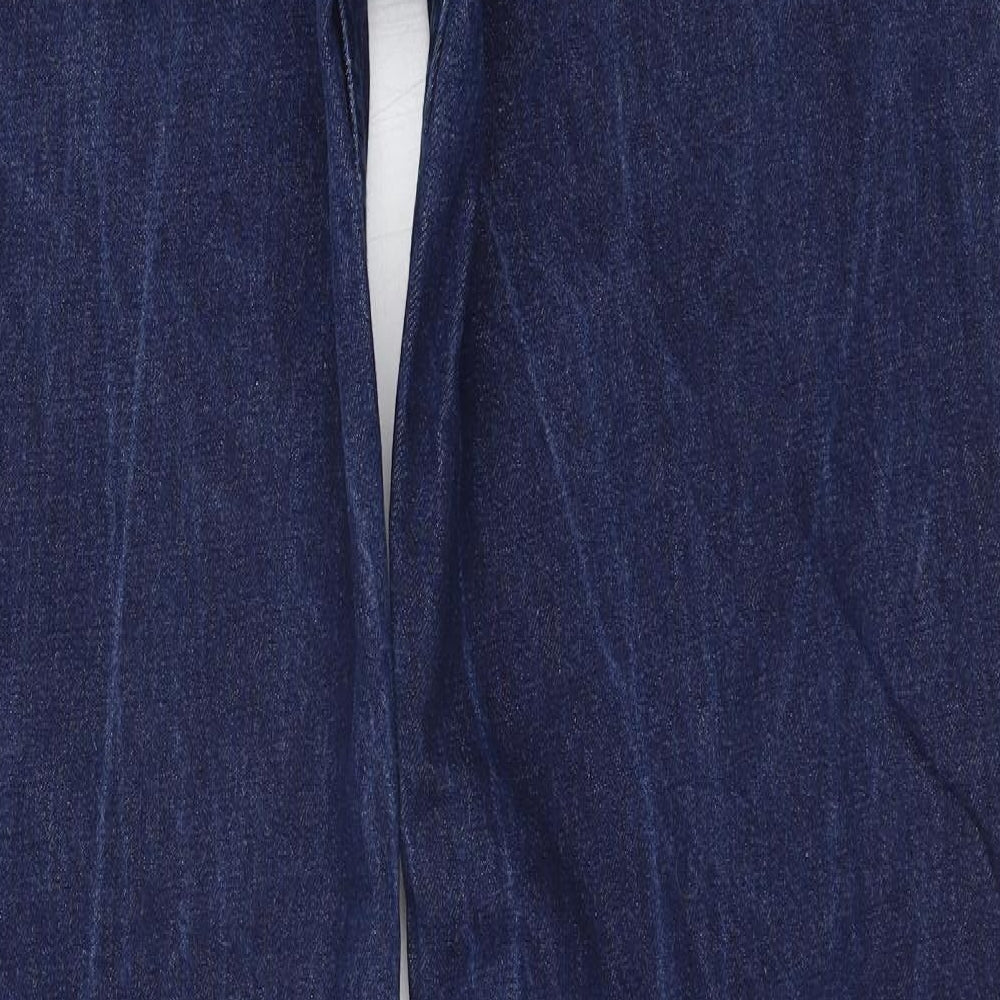 Zara Womens Blue  Cotton Straight Jeans Size 10 L33 in Regular Zip