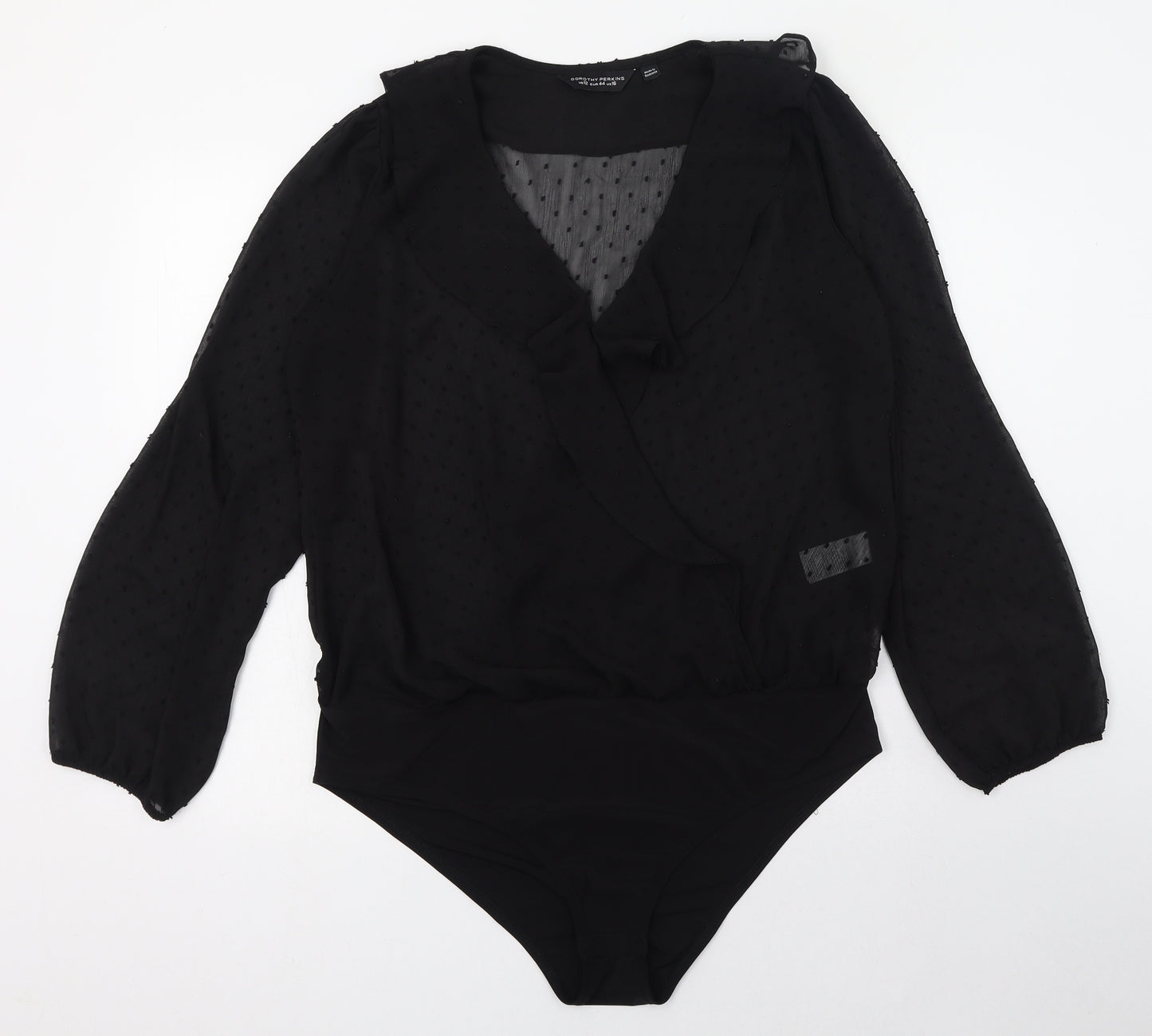 Dorothy Perkins Womens Black  Polyester Bodysuit One-Piece Size 16  Button