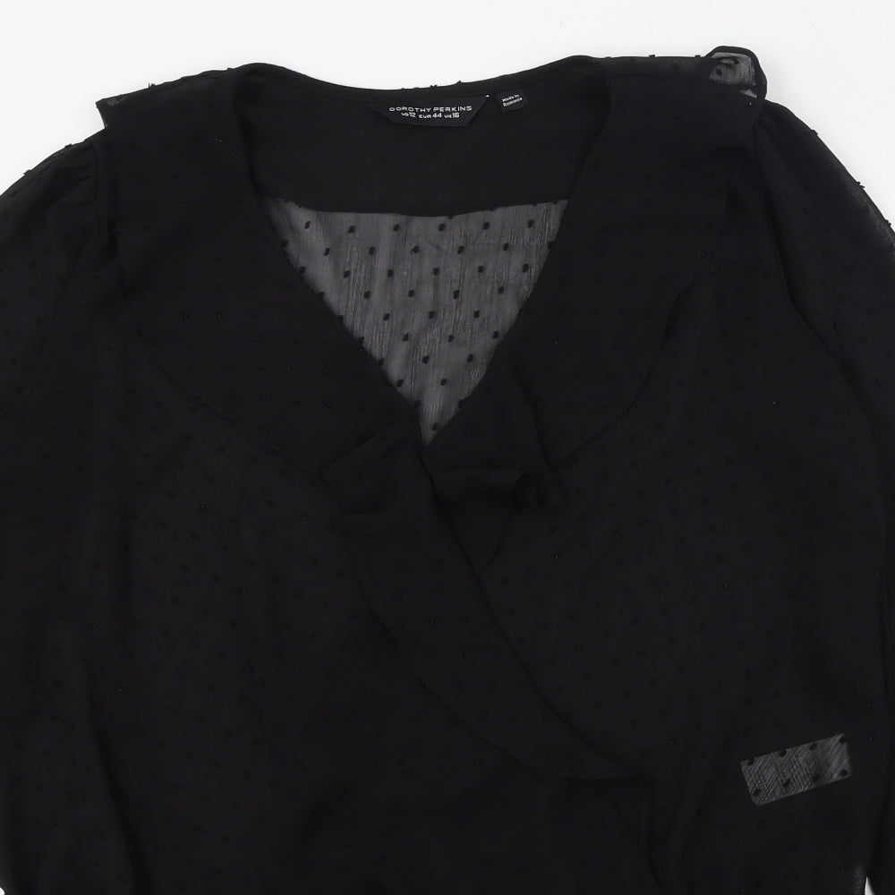 Dorothy Perkins Womens Black  Polyester Bodysuit One-Piece Size 16  Button