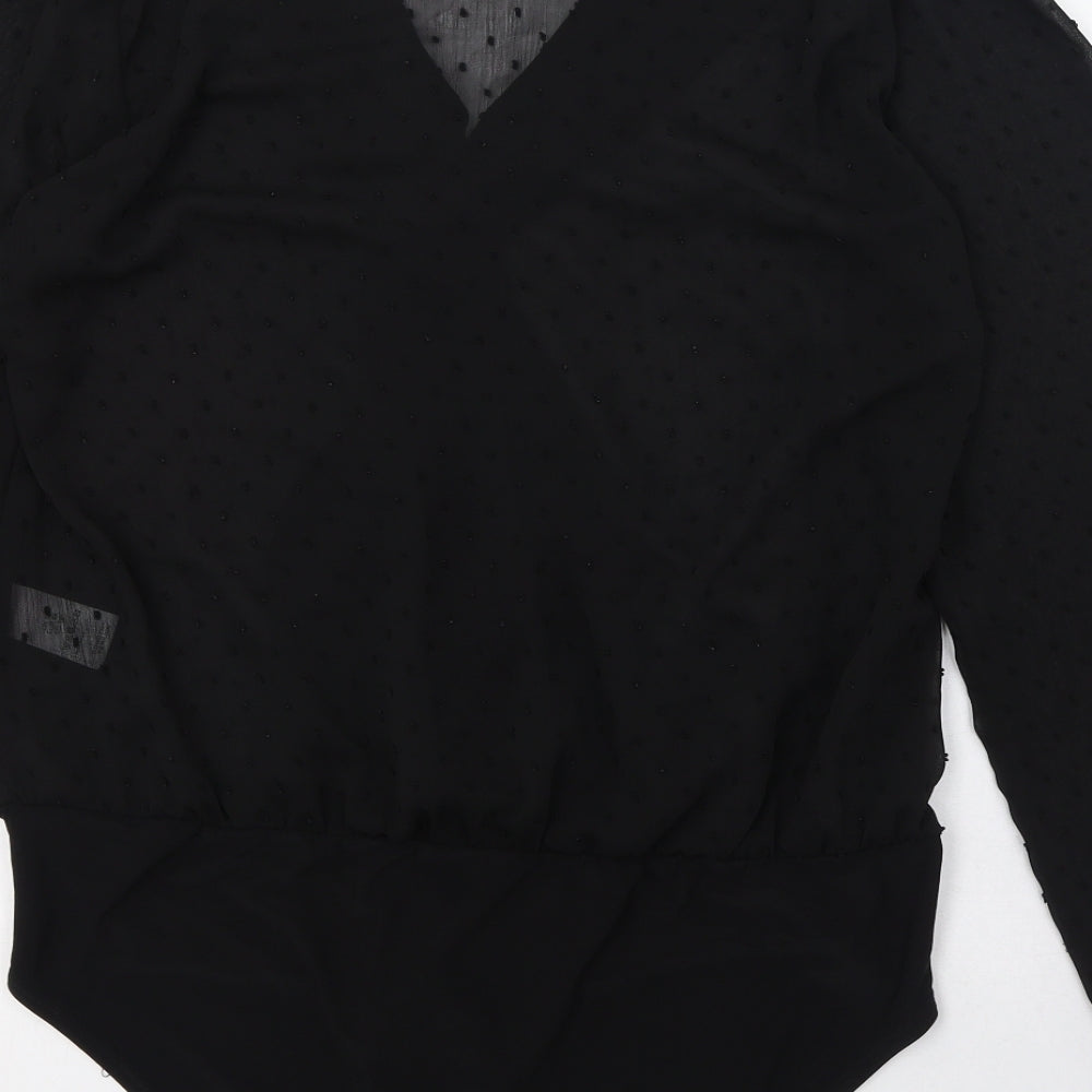 Dorothy Perkins Womens Black  Polyester Bodysuit One-Piece Size 16  Button