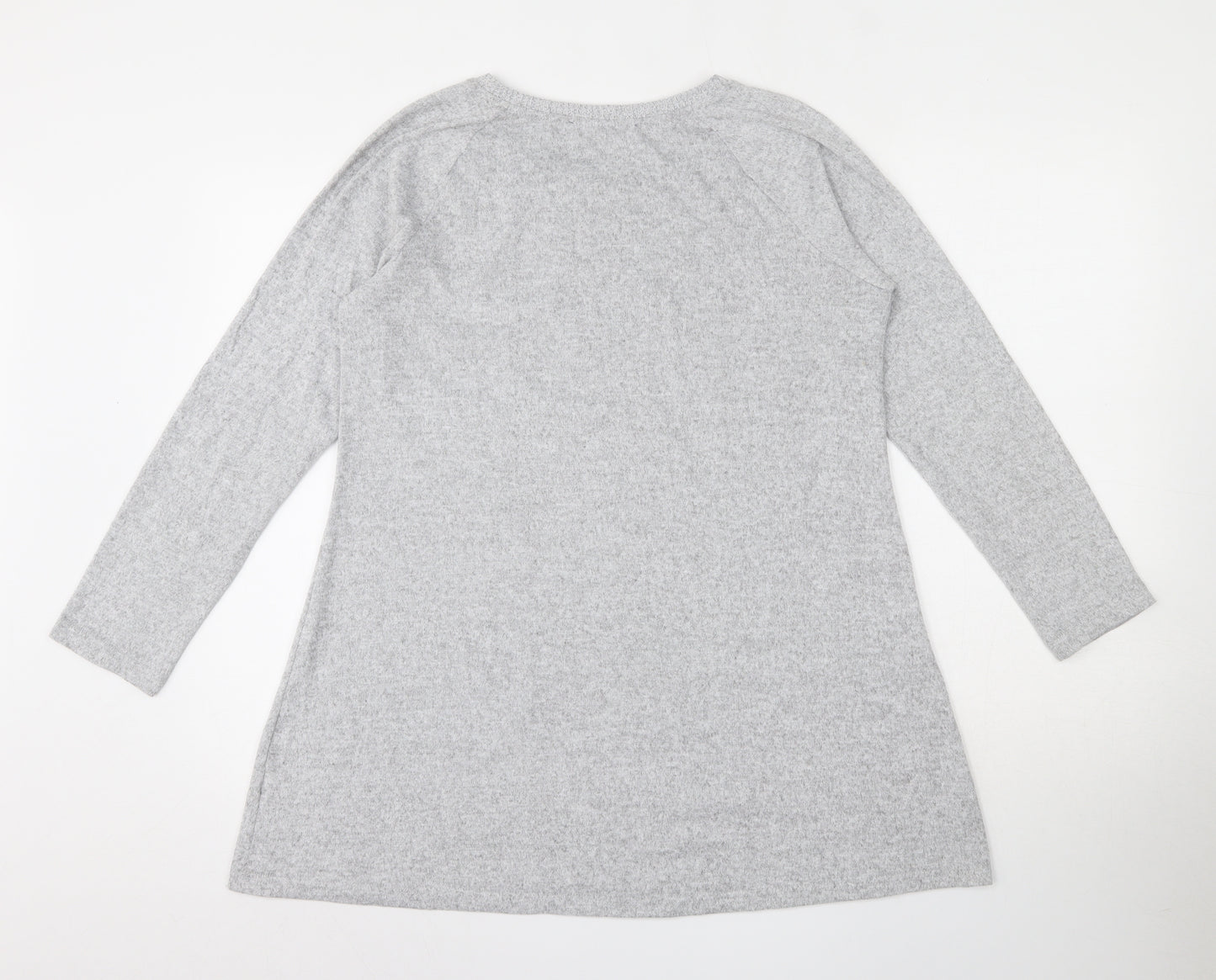 Marks and Spencer Womens Grey Round Neck  Polyester Pullover Jumper Size 14
