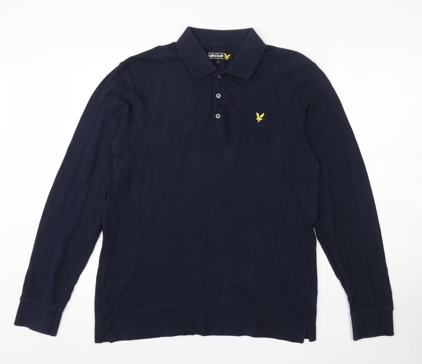 Lyle & Scott Mens Blue  100% Cotton  Polo Size L Collared Button
