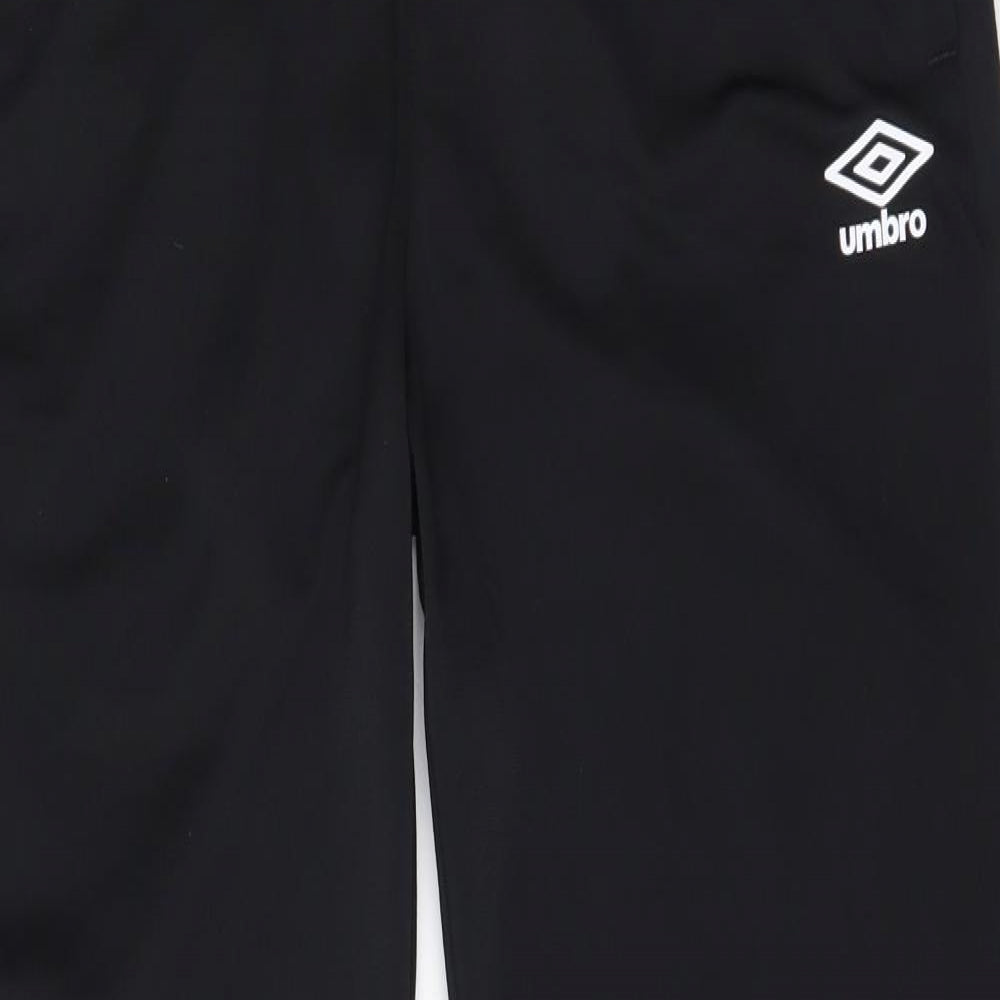 Umbro Mens Black  100% Polyester Track Pants Trousers Size L L30 in Regular Drawstring