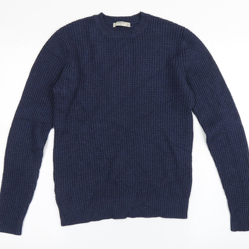 Mango Womens Blue Round Neck  Viscose Pullover Jumper Size S