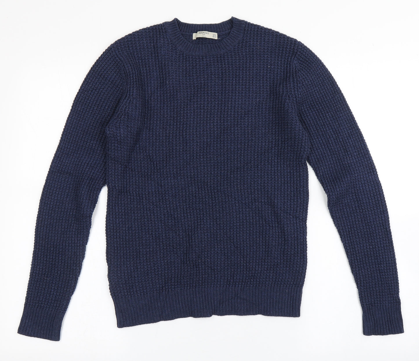 Mango Womens Blue Round Neck  Viscose Pullover Jumper Size S