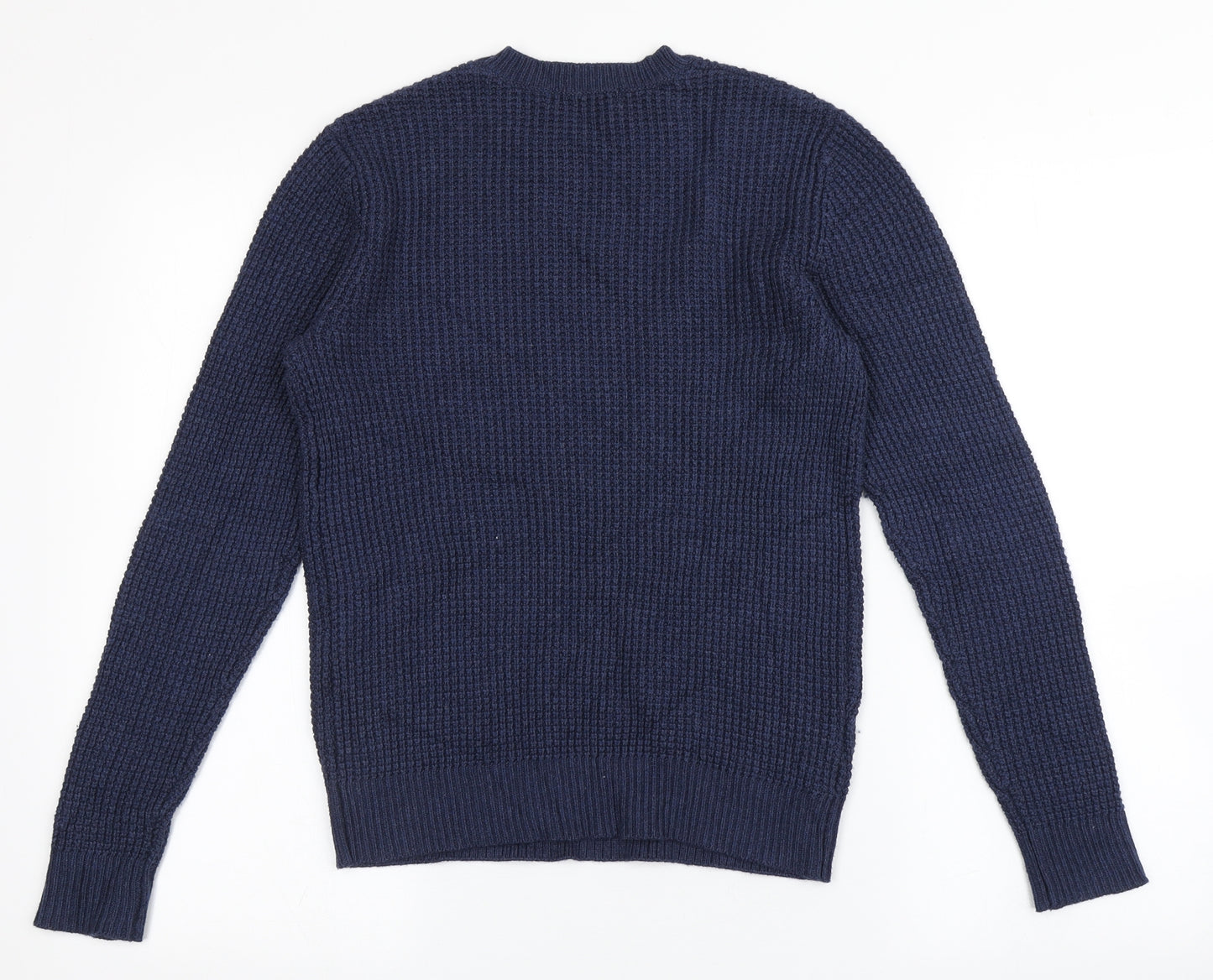 Mango Womens Blue Round Neck  Viscose Pullover Jumper Size S