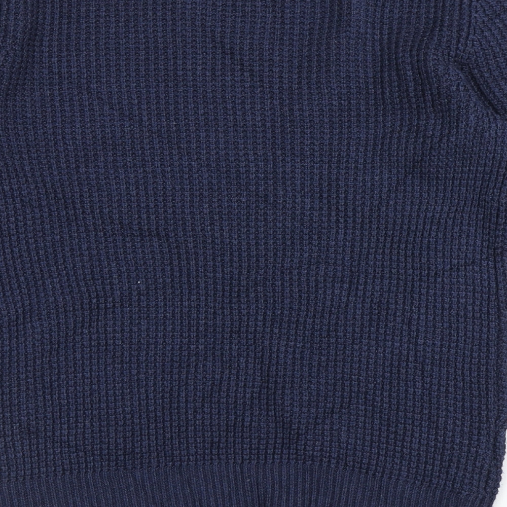 Mango Womens Blue Round Neck  Viscose Pullover Jumper Size S