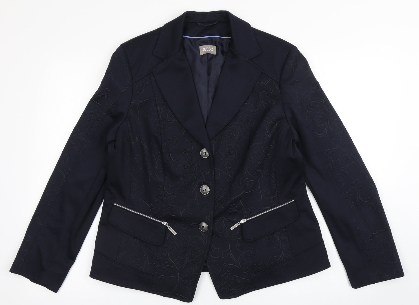 Gelco Womens Blue  Polyester Jacket Blazer Size 16