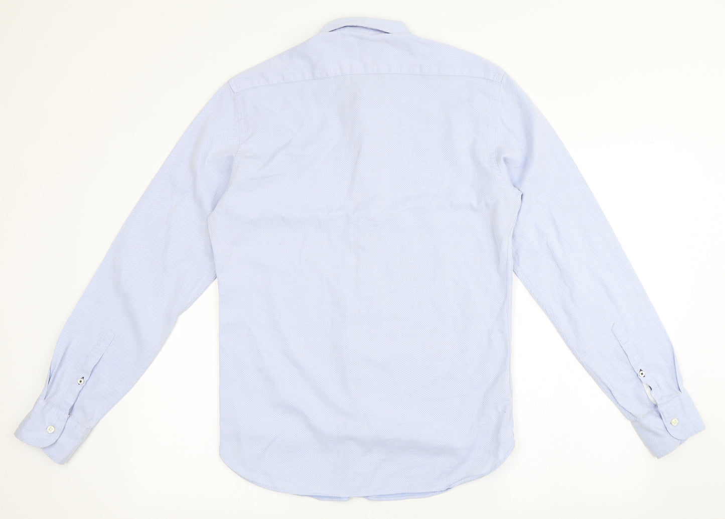 Collezione Mens Blue  Cotton  Button-Up Size S Collared Button - Tailored Fit