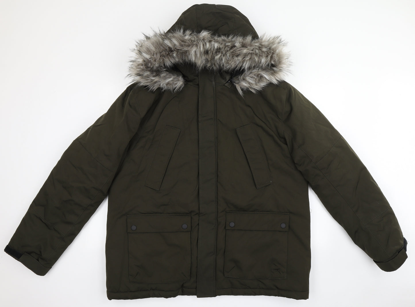 George Mens Green   Parka Coat Size 2XL  Zip