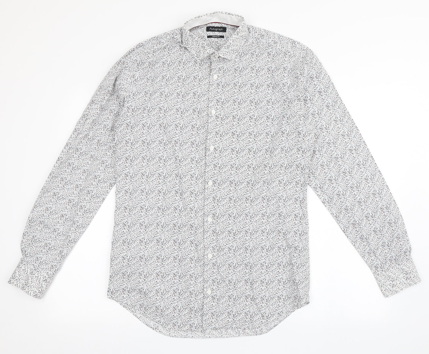 Autograph Mens White  Cotton  Button-Up Size 15 Collared Button
