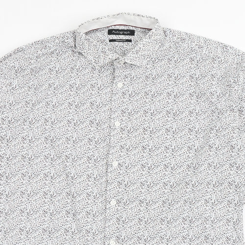 Autograph Mens White  Cotton  Button-Up Size 15 Collared Button