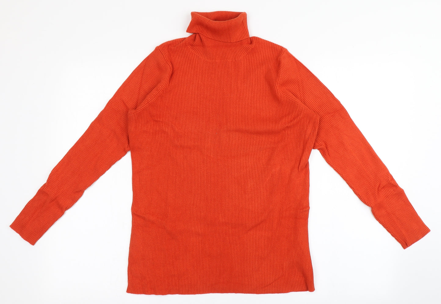 Marks and Spencer Womens Orange Roll Neck  Viscose Pullover Jumper Size 18