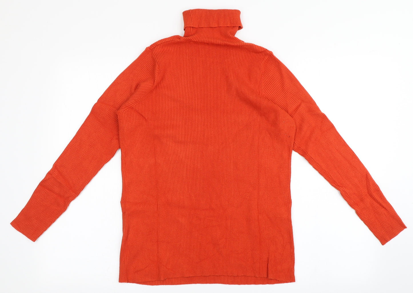 Marks and Spencer Womens Orange Roll Neck  Viscose Pullover Jumper Size 18