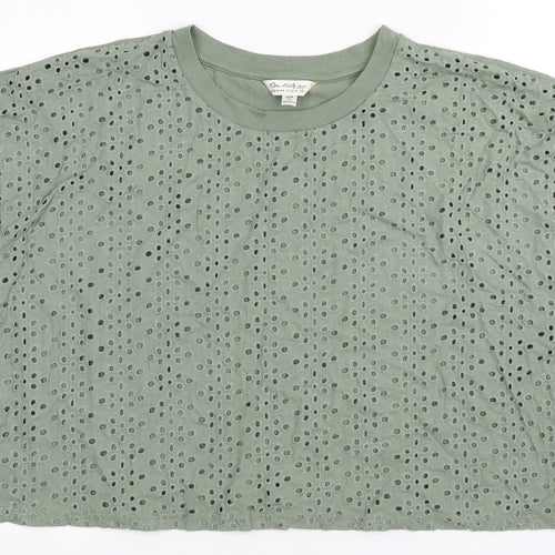 Miss Selfridge Womens Green  100% Cotton Cropped Polo Size L Round Neck