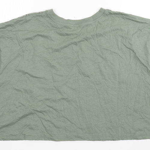 Miss Selfridge Womens Green  100% Cotton Cropped Polo Size L Round Neck